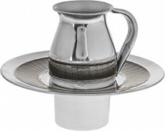 Netilat Yadayim Wash Cup & Matching Bowl, Mayim Achronim, Stainless Steel100% Kosher Hand Ceremony., Made in Israel. Judaica Gift-AB