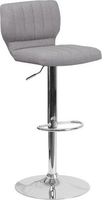 Emma and Oliver Gray Fabric Adjustable Height Vertical Stitch Back Barstool