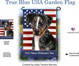 Catahoula Leopard Dog True Blue Patriotic | Can Personalize With Pets Name Garden Flag