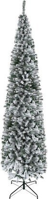 HOMCOM 106.25 Unlit Snow-Flocked Slim Artificial Christmas Tree with Realistic Branches and 1014 Tips