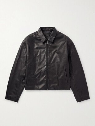 Cropped Leather Blouson Jacket