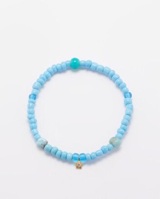 Diamond, Larimar & 18kt Gold Bracelet