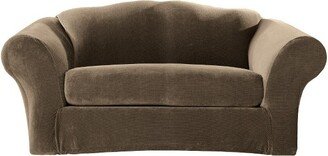 2pc Stretch Pique Sofa Slipcovers Taupe