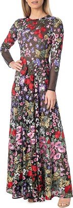 Ava Embroidered Floral Gown