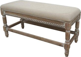 Moultrie Linen and Fir Wood Upholstered Bench