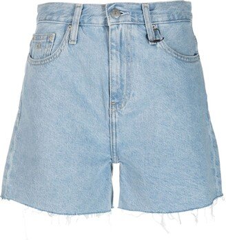 Raw-Cut Edge Denim Shorts