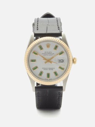 Vintage Rolex Datejust 33mm Emeralds & Gold Watch