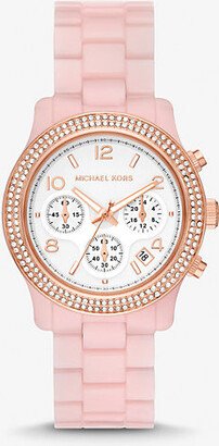 Runway Pavé Rose Gold-Tone and Blush Acetate Watch