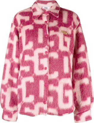 Logo-Pattern Faux-Fur Jacket