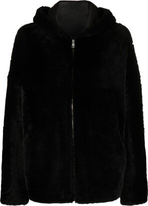 Hooded Shearling Jacket-AE