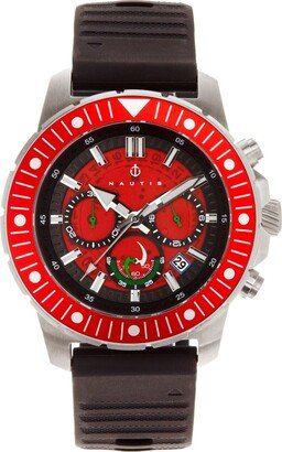 Nautis Men Caspian Rubber Watch - Black/Red, 45mm - Black/red