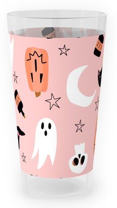 Outdoor Pint Glasses: Sweet Halloween Pumpkin, Witch, Ghost, Cat Outdoor Pint Glass, Pink