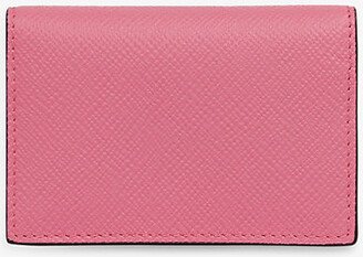 Womens Pink Panama Folded Leather Card Case