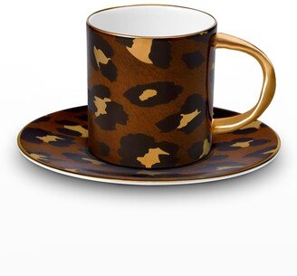 Leopard Espresso Cup with Saucer Plate