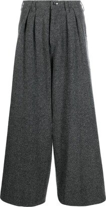 Wide-Leg Box-Pleated Trousers