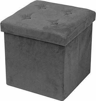 Faux Suede Storage Ottoman Cube - Gray