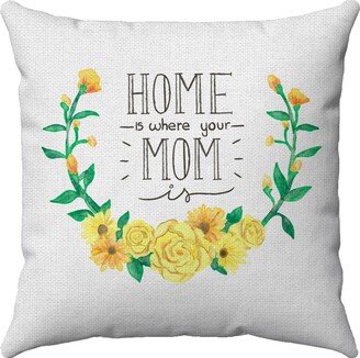 Mother's Day Pillow - Home Is Where Your Mom Wreath Gift For Gifts Her Decorative Throw