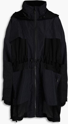 Mesh-paneled shell hooded jacket