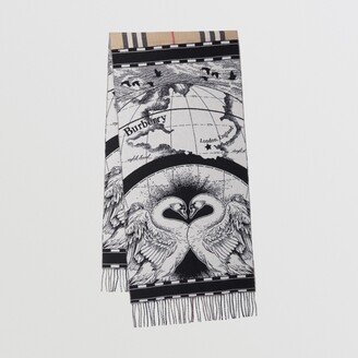 Swan Kingdom Check Cashmere Scarf