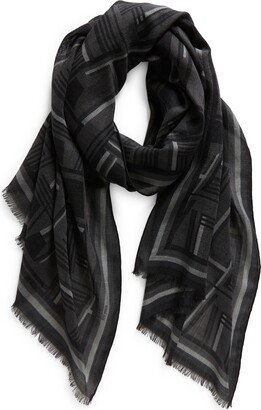 Zigzag Trapezoid Cashmere & Silk Fringe Scarf