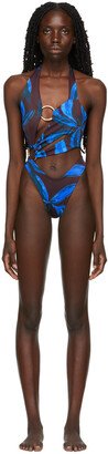 Burgundy & Blue Sex Wax One-Piece Swimsuit