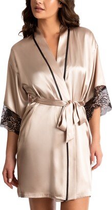 Women's Kaoru Lace-Trim Satin Robe