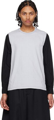 Gray & Black Paneled Long Sleeve T-Shirt