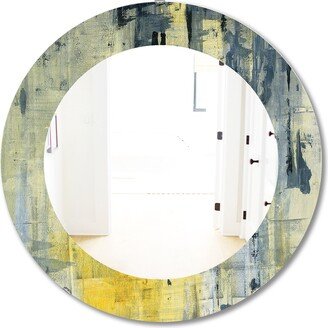 Designart 'Yellow and Black Element' Printed Modern Mirror - Oval or Round Wall Mirror