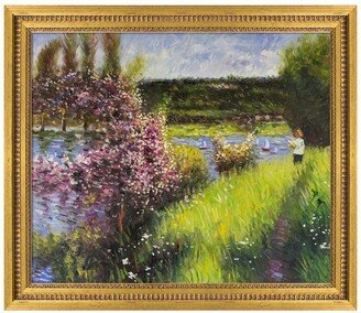 OVERSTOCK ART The Seine at Chatou - Framed Oil Reproduction of an Original Painting by Pierre-Auguste Renoir