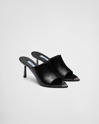 Brushed Leather High-heel Slides