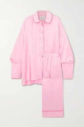 Net Sustain Pastelle Oversized Piped Satin Pajama Set - Pink