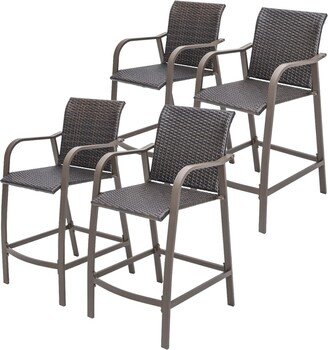 VredHom Outdoor Patio Wicker Bar Stools Rattan Chairs Aluminum - 43.31 H x21.46 W x 25.79 D