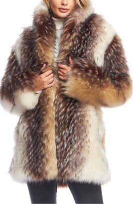 Shawl Collar Faux Fur Coat-AA