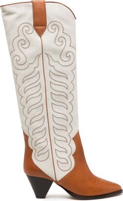 Liela 60mm embroidered leather boots