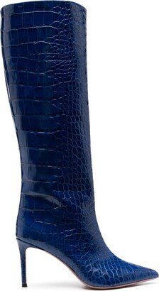 85mm Crocodile-Embossed Leather Boots