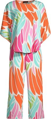 Papillon Two-Piece Coral-Printed Pajama Set