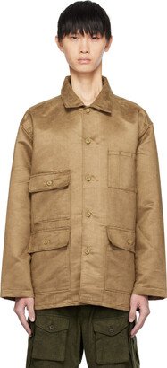 Khaki BA Faux-Leather Jacket