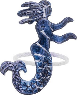 Saro Lifestyle Mermaid Napkin Ring, Navy Blue (Set of 4)