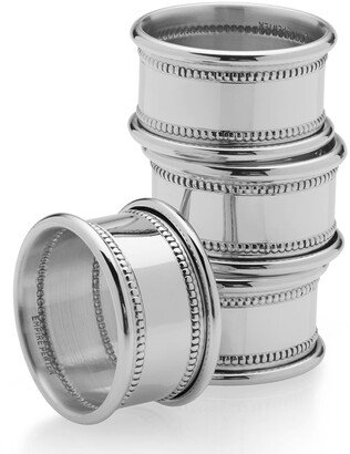 Pewter Beaded Napkin Rings, Set of 4