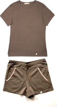 Leena and Lu Pima Basic Tee Short Set - Neutrals