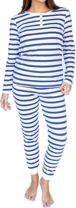 Women's Marina Jersey Long Sleeve Set In Blue Stripes