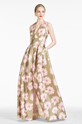 Brooke Gown - Green Ikat Floral