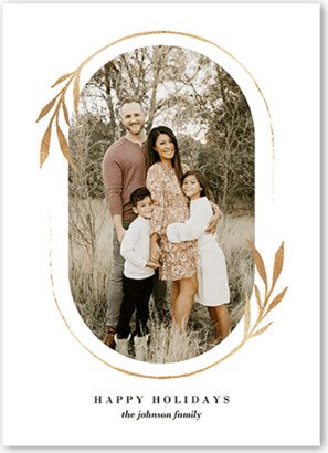 Holiday Cards: Elegant Oval Frame Holiday Card, White, 5X7, Holiday, Standard Smooth Cardstock, Square