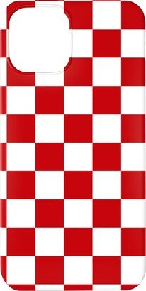 Custom Iphone Cases: Checkerboard - Red And White Phone Case, Slim Case, Matte, Iphone 11, Red