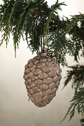 Glittery Metallic Pinecone Glass Ornament