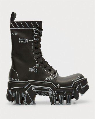 Dulldozer Patern Lace-Up Combat Boots