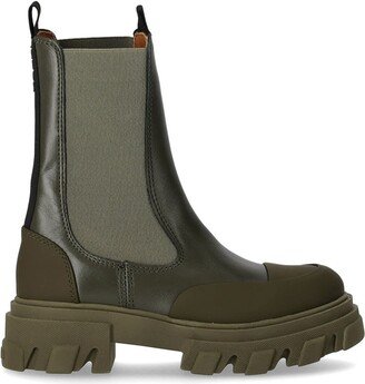 Combat Boots In Green Leather