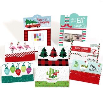 Big Dot Of Happiness Red & Green Assorted Holiday Cards - Christmas Money & Gift Card Holders - 8 Ct