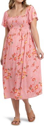 Libby Floral Print Smocked Maternity Dress