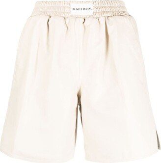 Halfboy Logo-Patch Lambskin Shorts